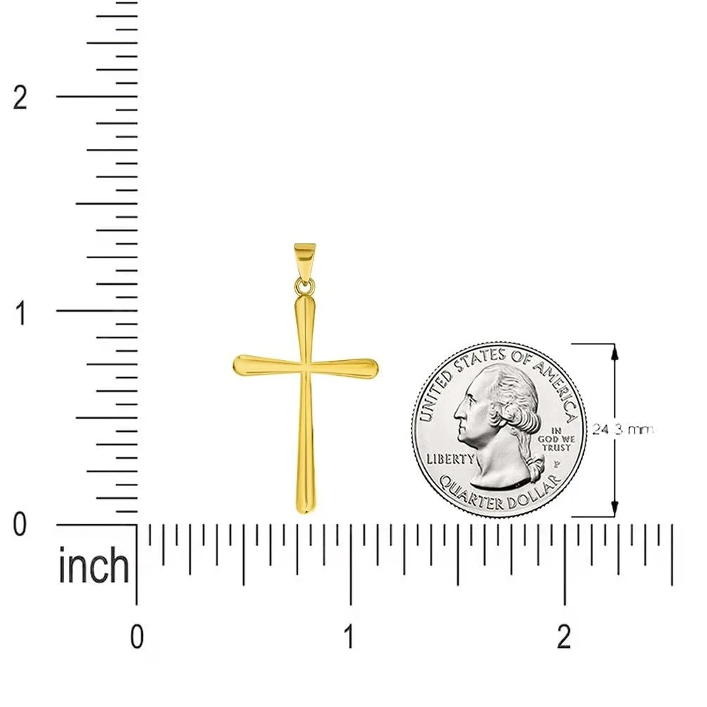 14k Yellow Gold Classic Plain Religious Cross Pendant