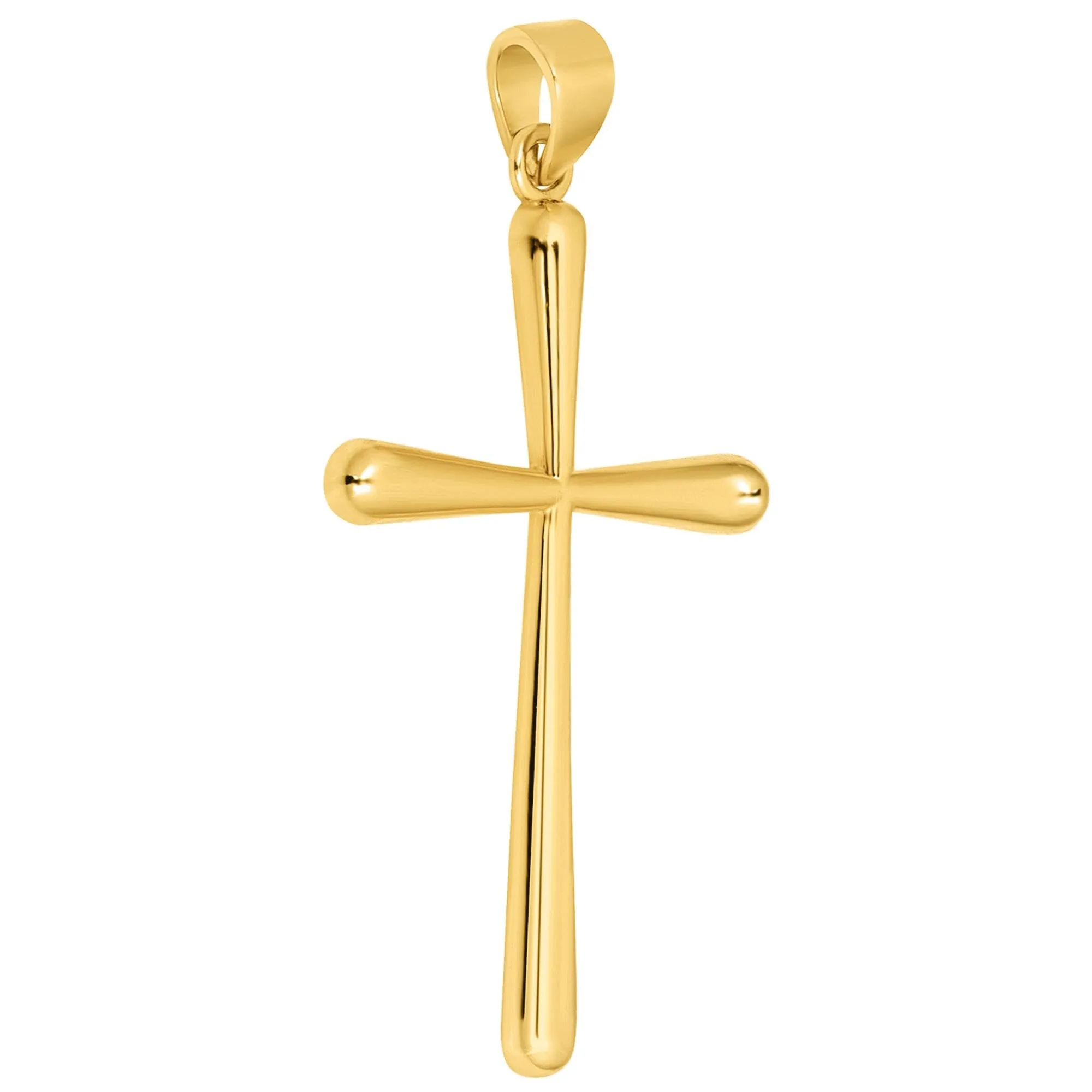 14k Yellow Gold Classic Plain Religious Cross Pendant