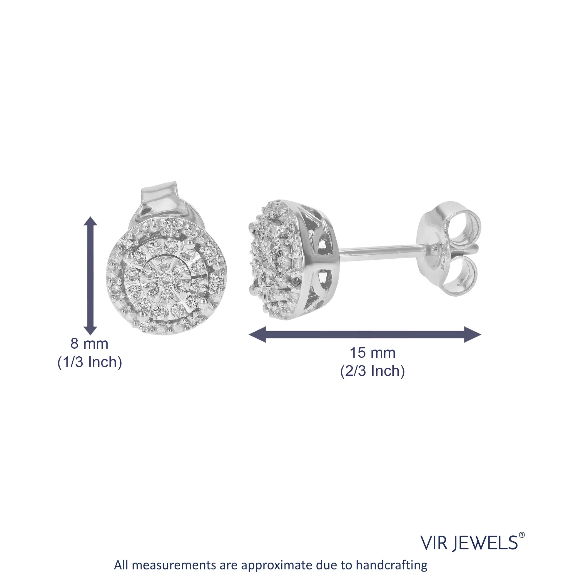 1/6 cttw Round Lab Grown Diamond Stud Earrings Made in .925 Sterling Silver Prong Set