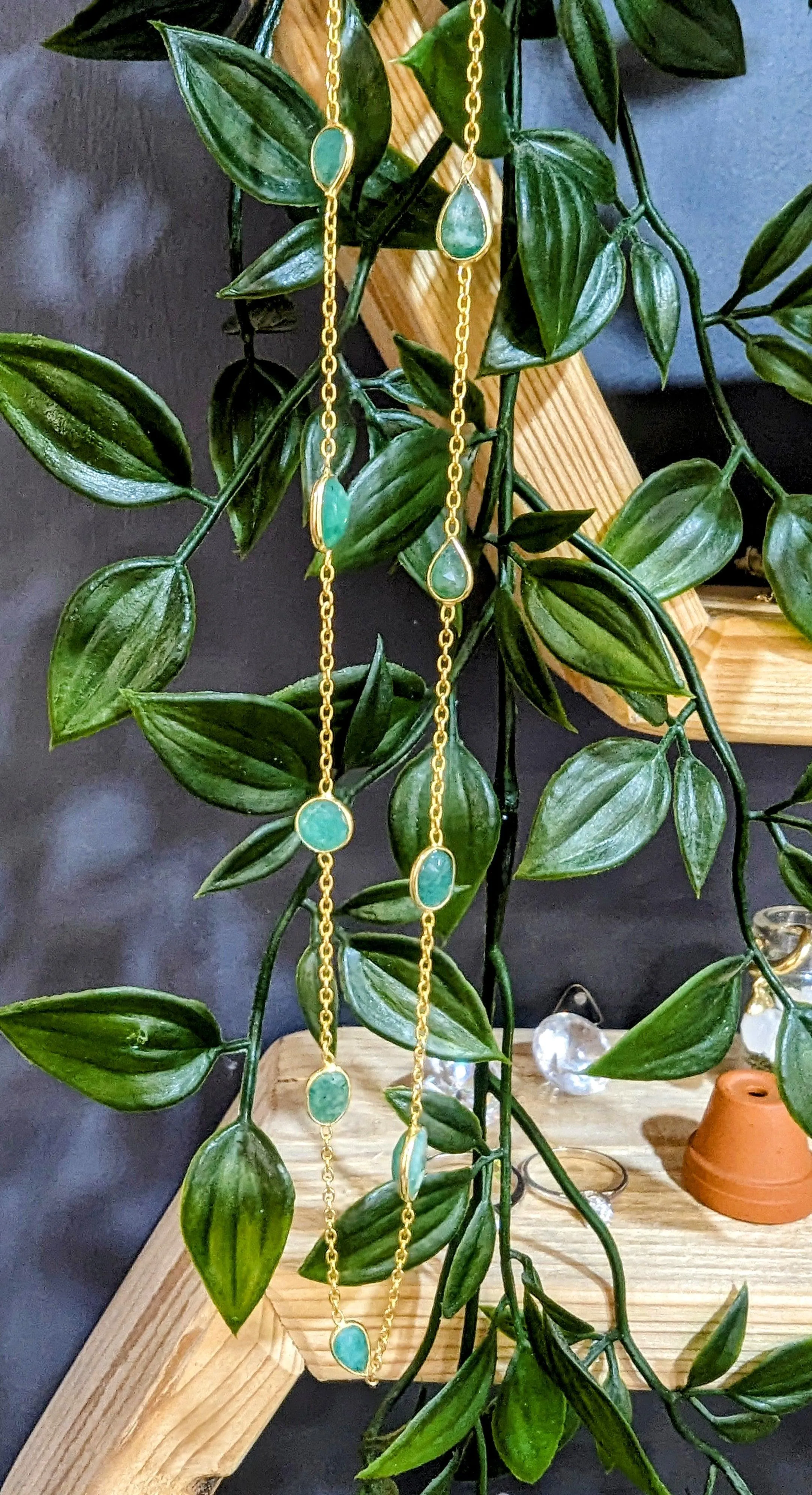 18ct Gold Vermeil Emerald Chain Necklace