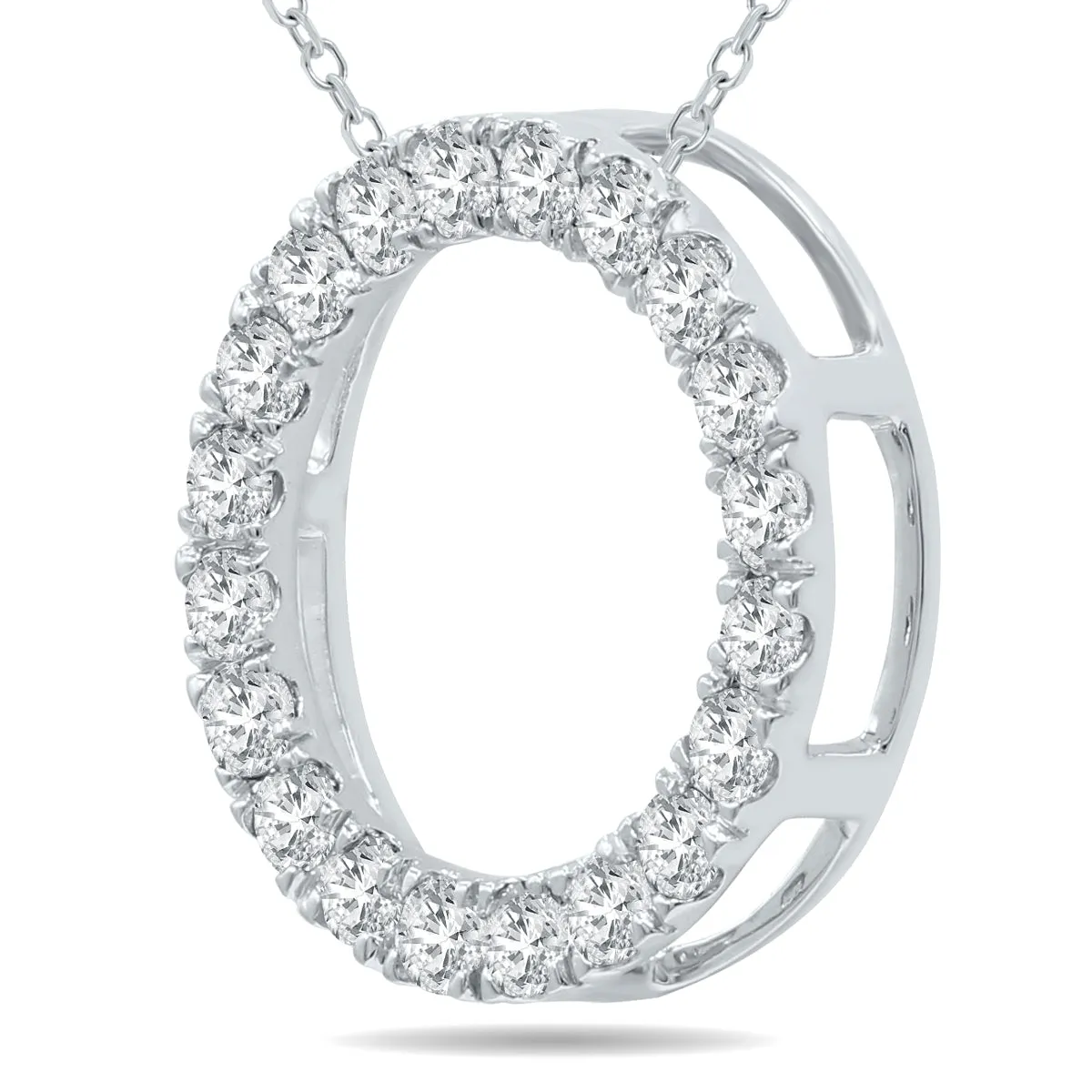 3/4 Carat Tw Diamond Circle Pendant In 10K White Gold
