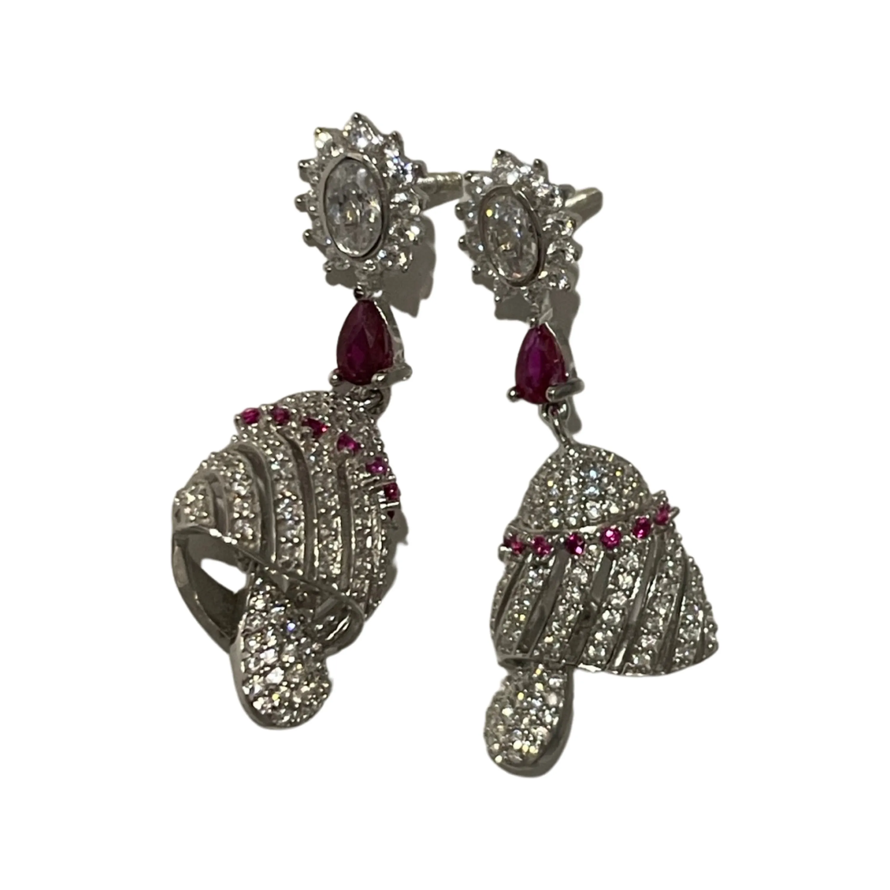 925 Sterling Silver CZ Studded Earrings / Jhumki - Design#01