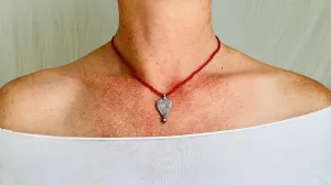 Antique White Heart Silver Pendant Necklace. 2567