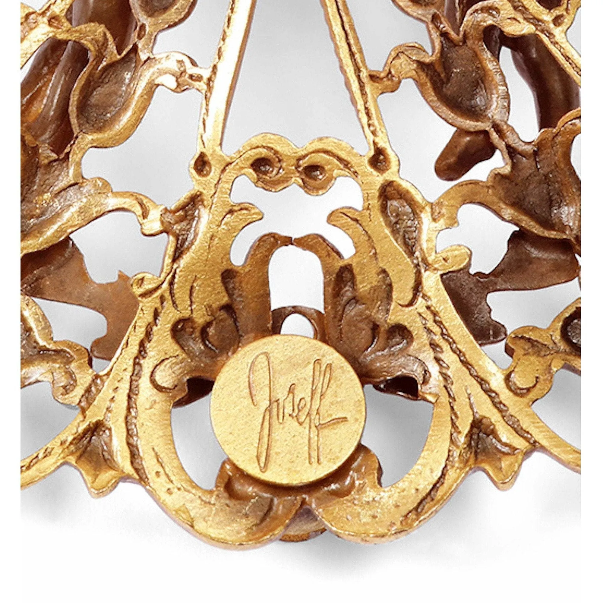 ARCHIVE - 1950s Design Joseff Of Hollywood Antique Gold Cherub Brooch