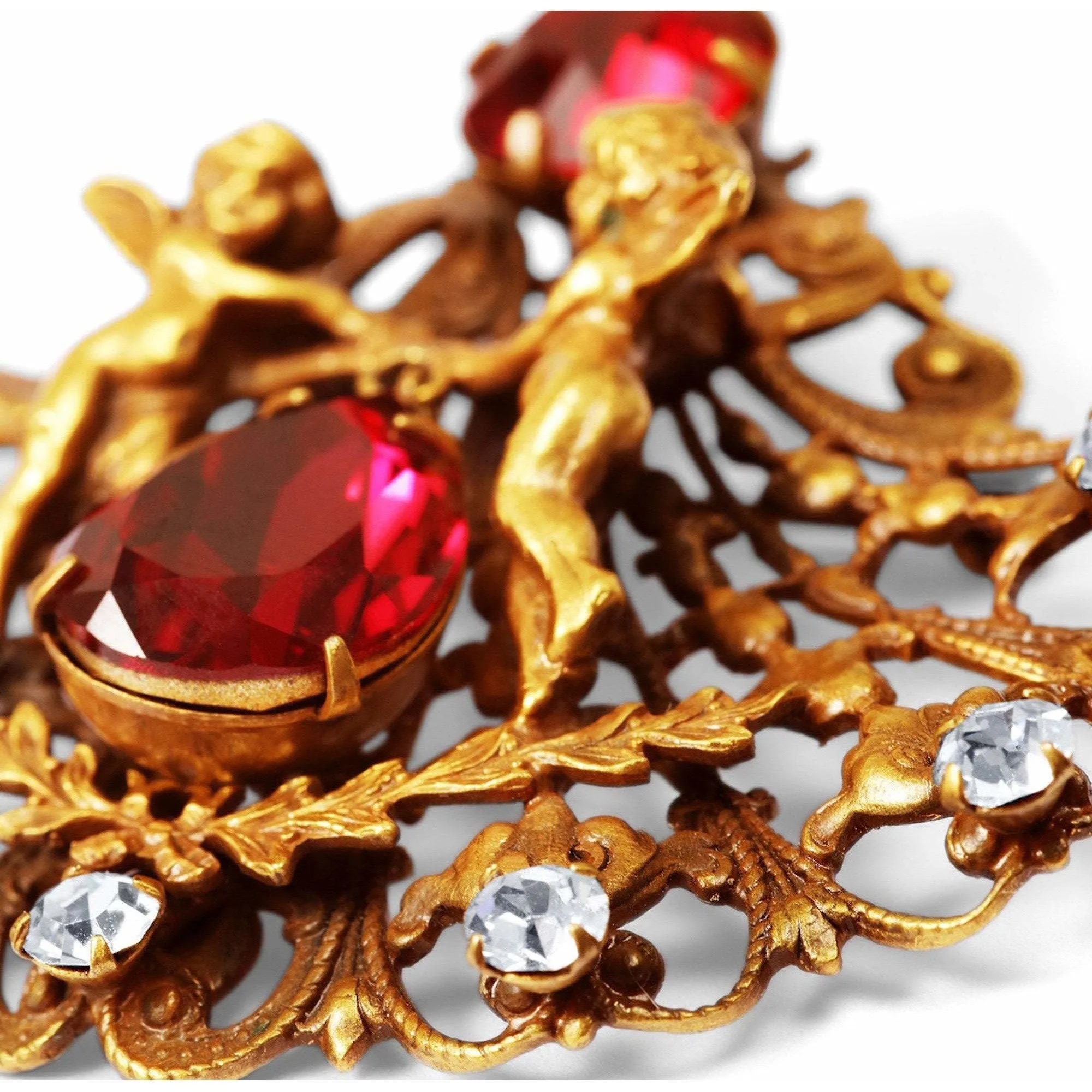 ARCHIVE - 1950s Design Joseff Of Hollywood Antique Gold Cherub Brooch