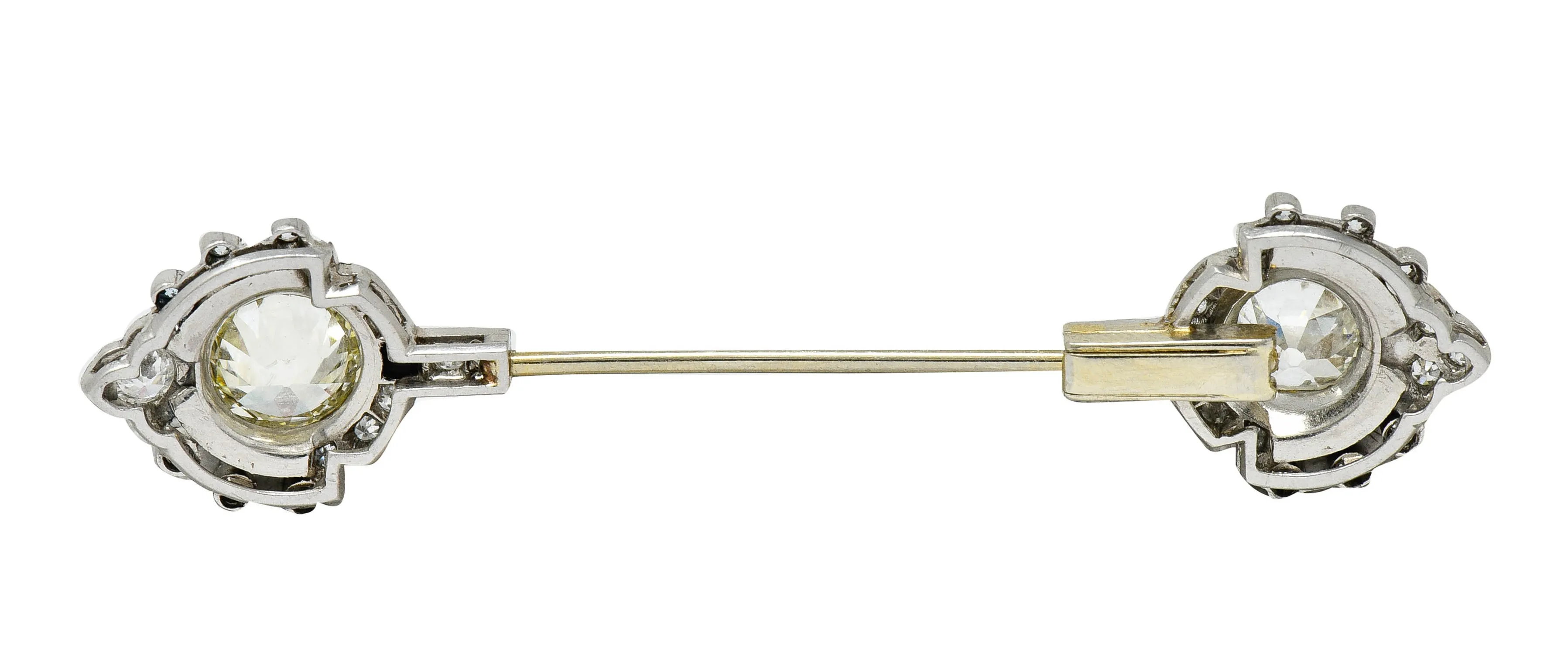 Art Deco 3.07 CTW Diamond Onyx Platinum Jabot Stickpin
