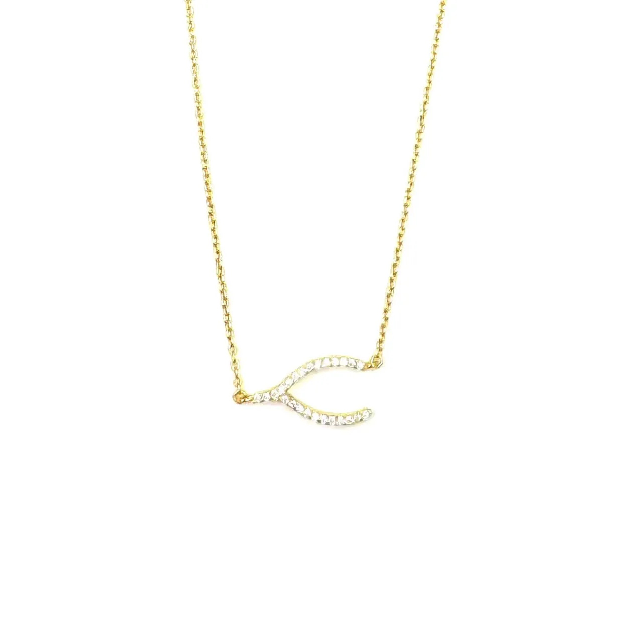 Ashley Gold Sterling Silver Gold Plated Horseshoe Design CZ Necklace