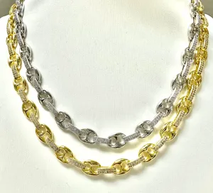 Chain Link Necklace W/CZ Stones