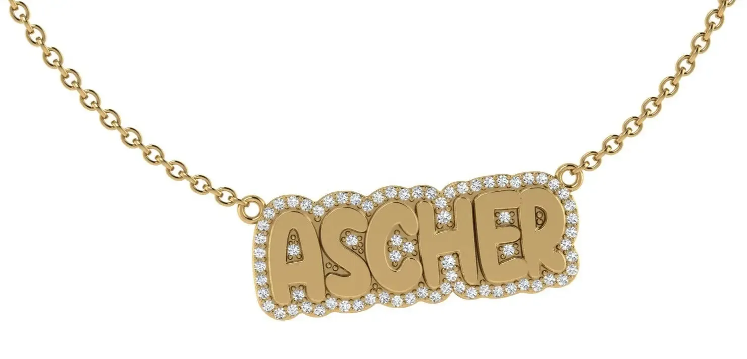 Diamond Bubble Name Necklace