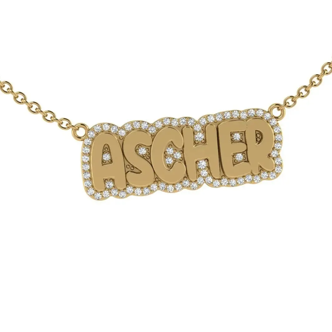 Diamond Bubble Name Necklace