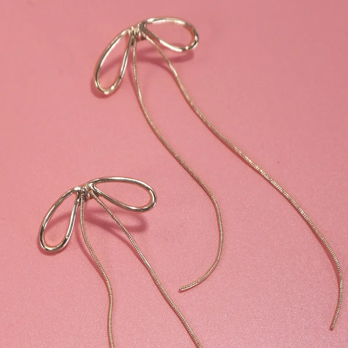 Gold Snake Chain Bow Earrings