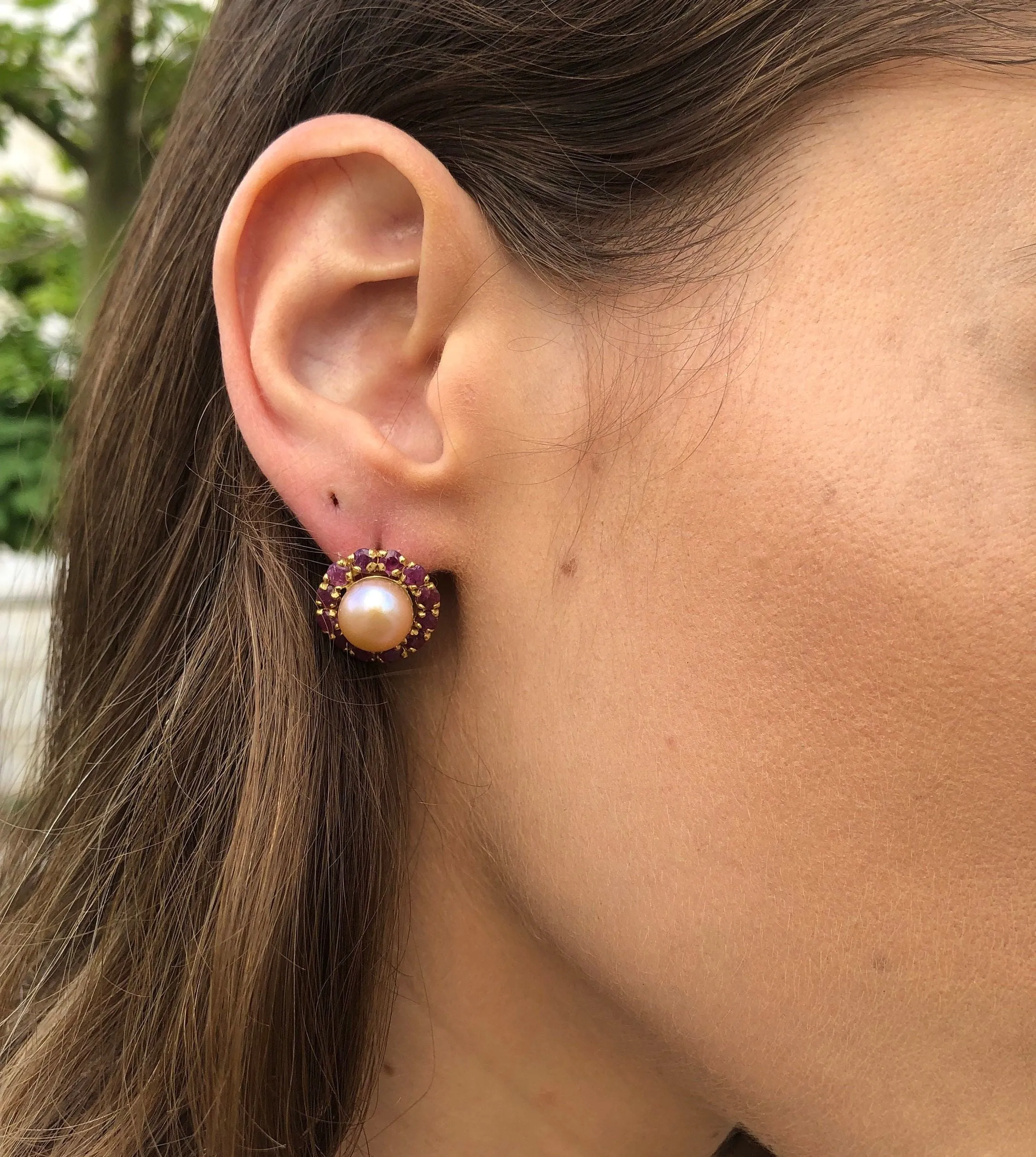 Gold Victorian Earrings - Natural Pearl Earrings, Peach Pearl Earrings