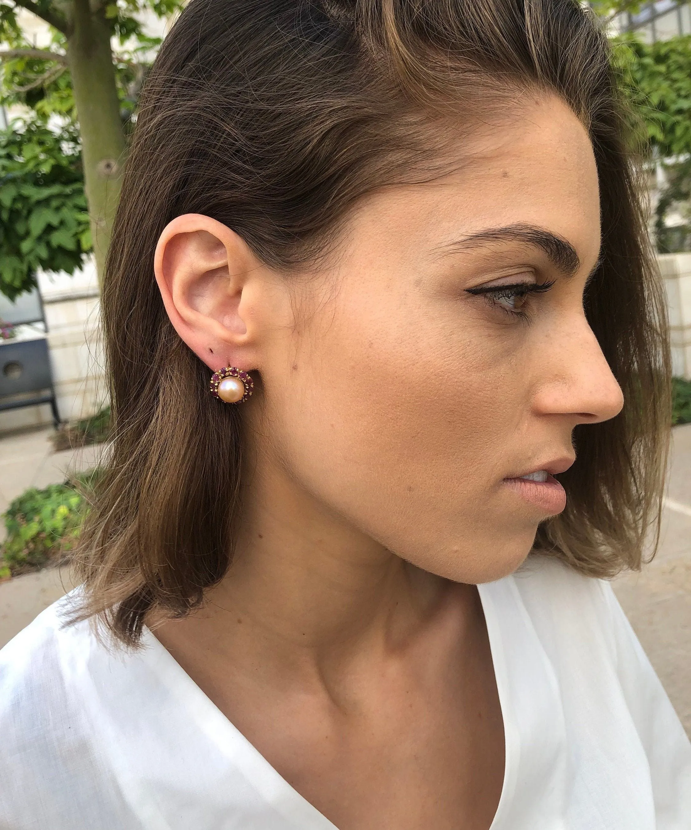 Gold Victorian Earrings - Natural Pearl Earrings, Peach Pearl Earrings