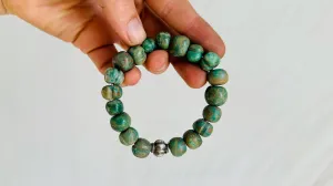 Guatemalita Beaded Bracelet Antique Sterling Silver Bead. Handcrafted Mayan Jewelry. 2244