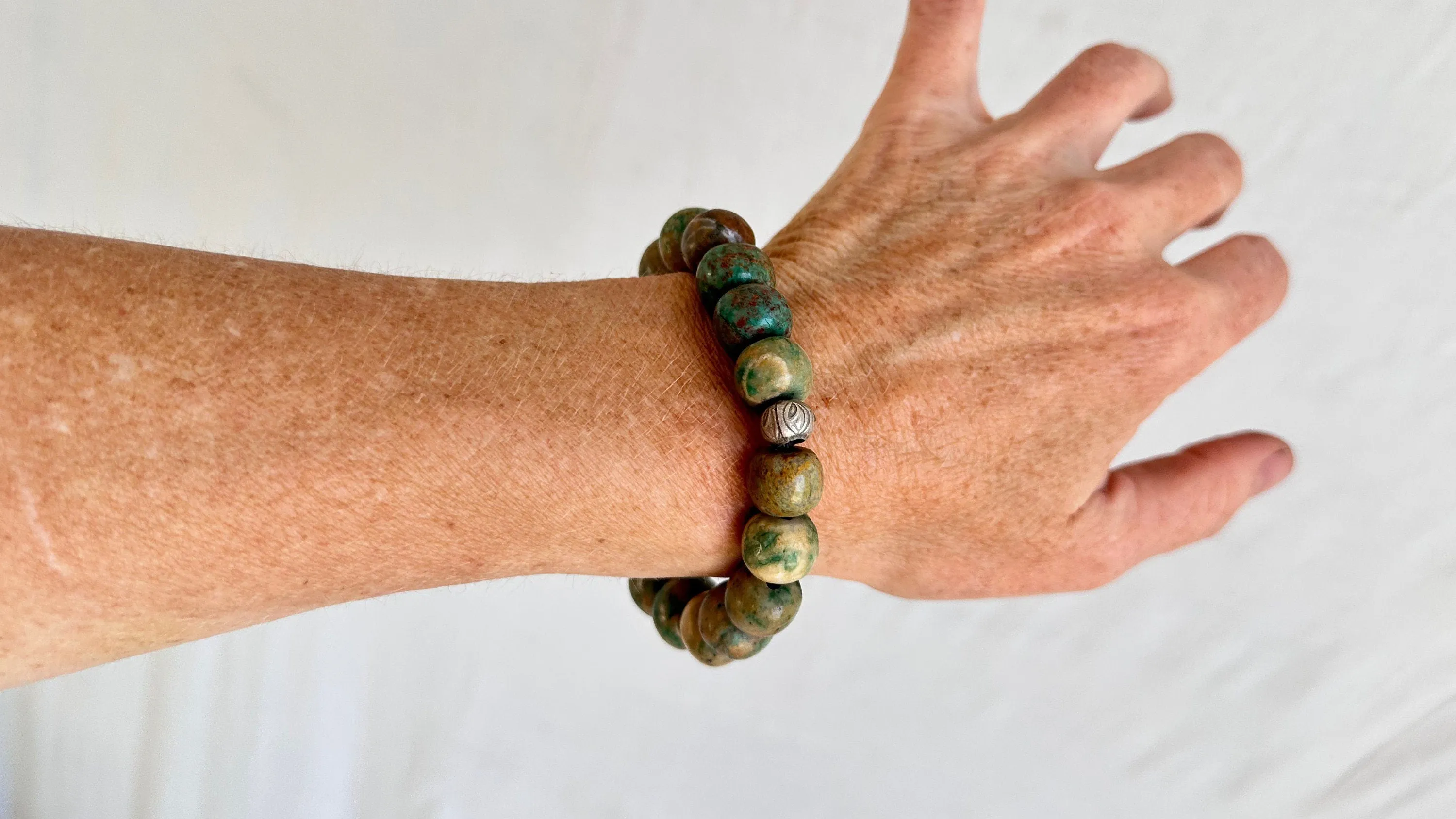 Guatemalita Beaded Bracelet. Sterling Silver. 1389