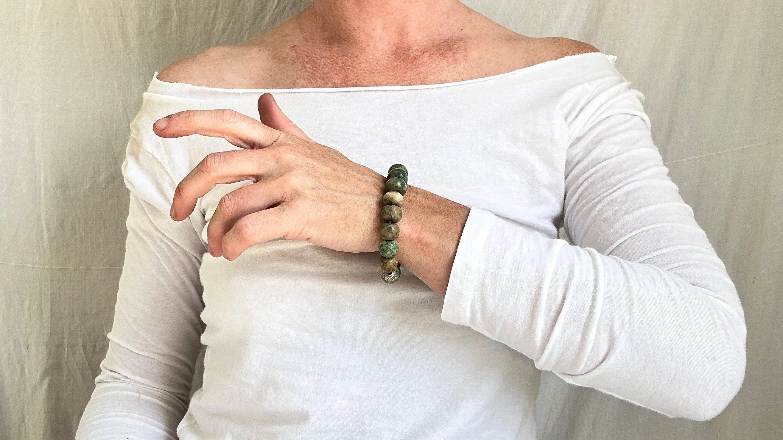 Guatemalita Beaded Bracelet. Sterling Silver. 1389
