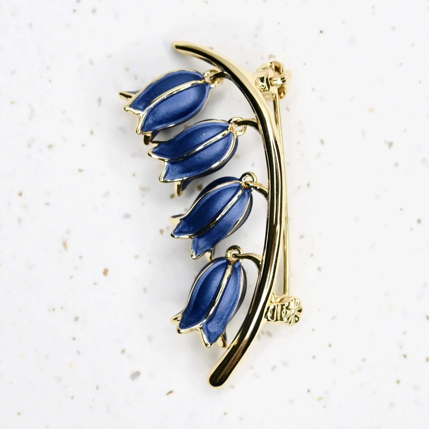 Hartfield Handcrafted Bluebell Brooch in Gold