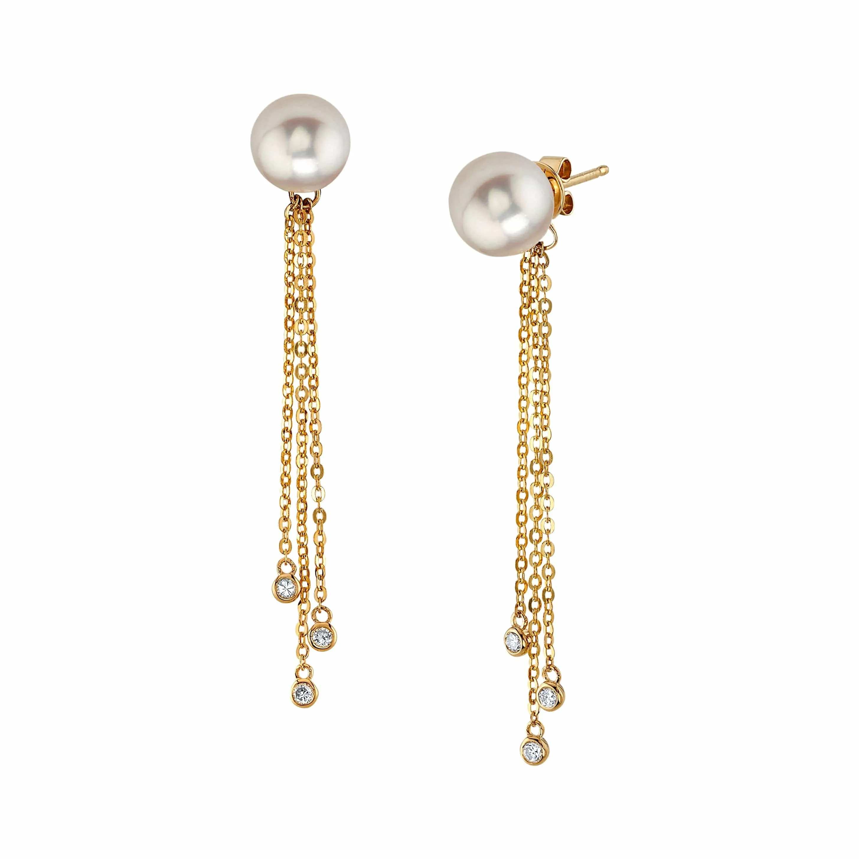 Japanese Akoya Pearl Diamond Tear Earrings