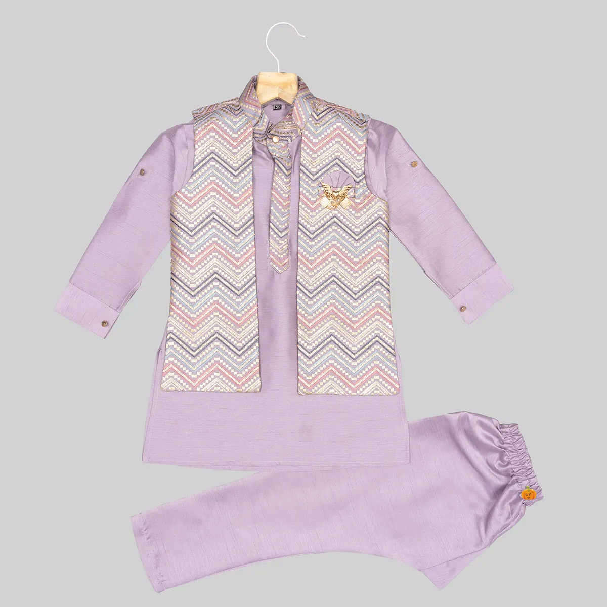 Onion Kurta Pajama for Boys with Jacket