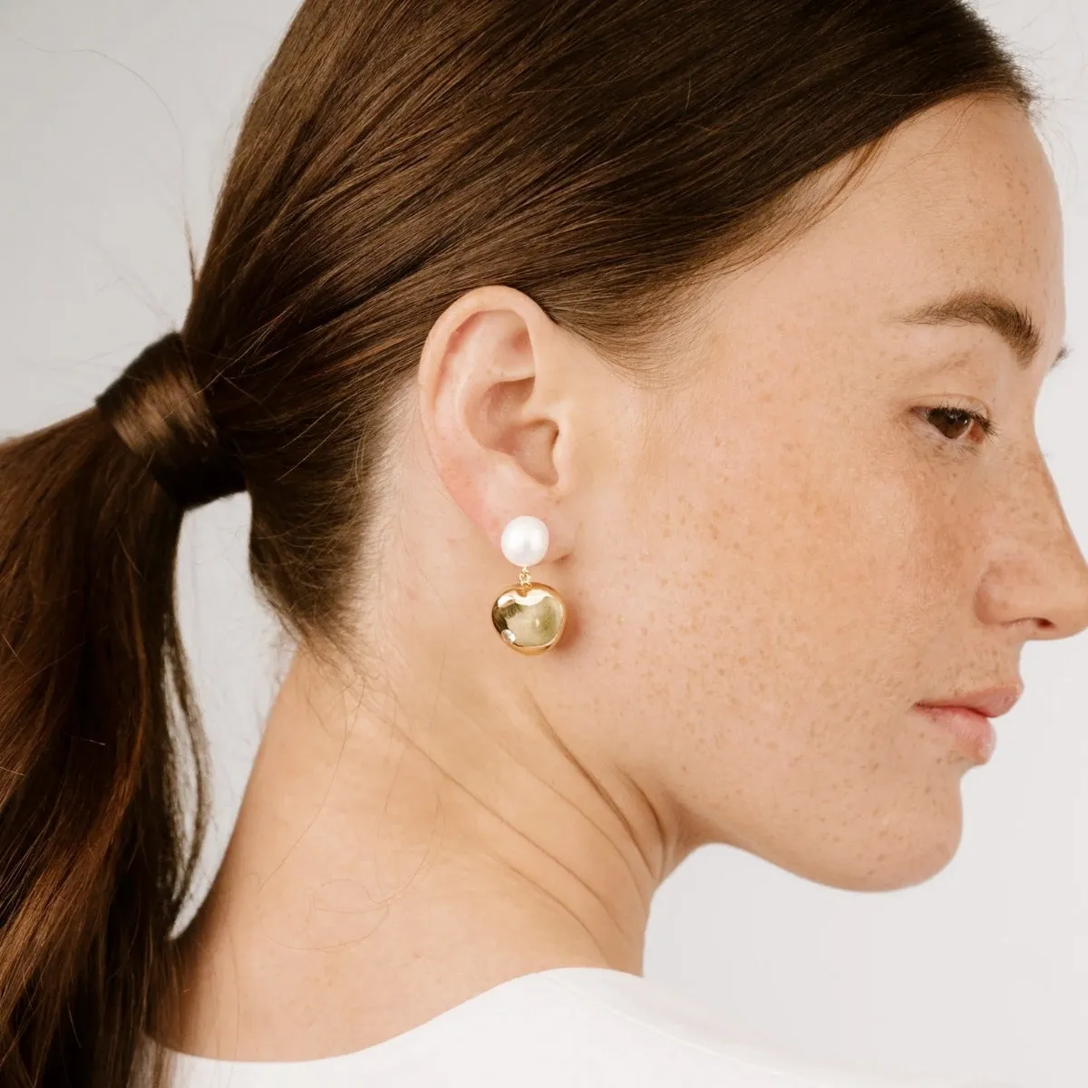 Pebble and Pearl Dangle Earrings