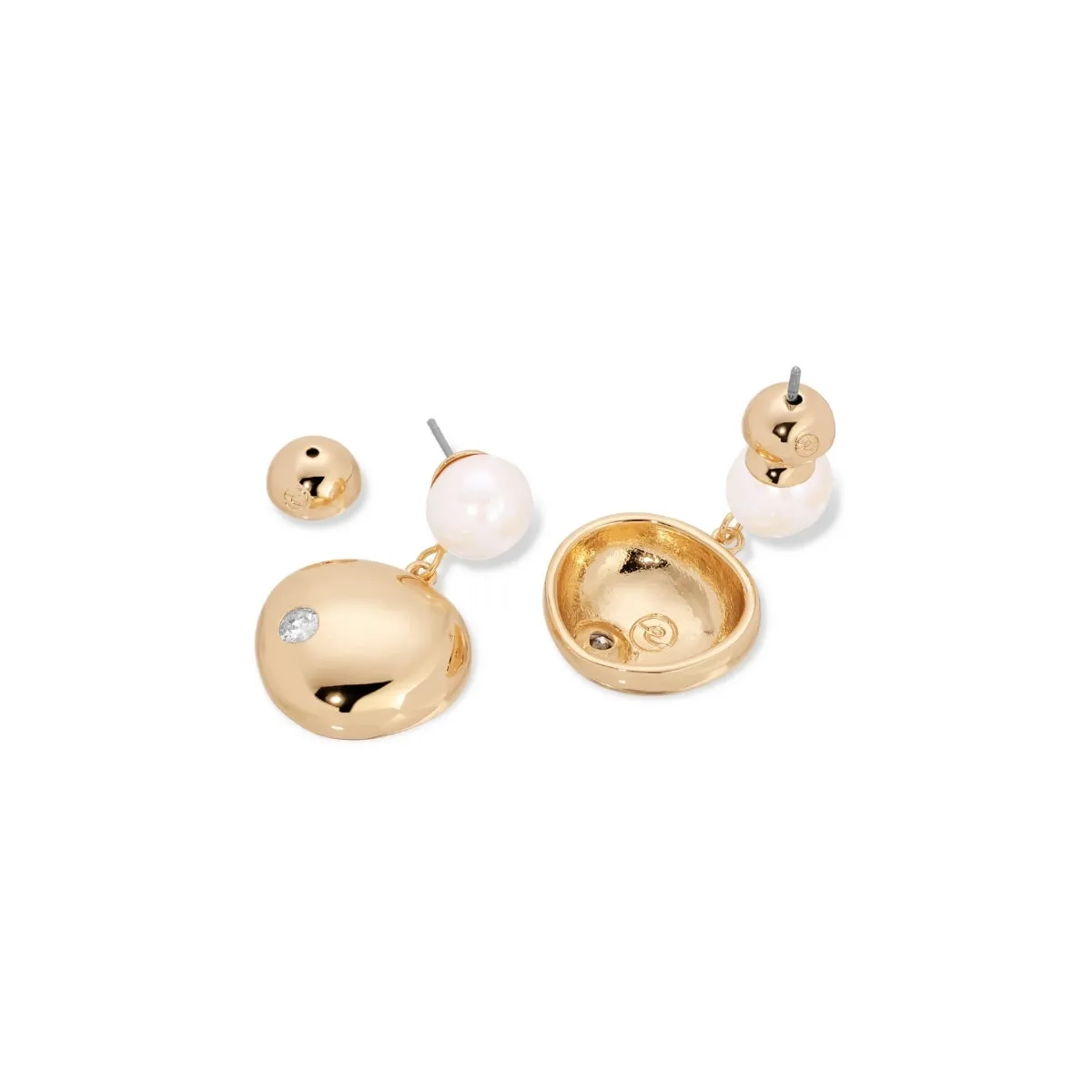 Pebble and Pearl Dangle Earrings