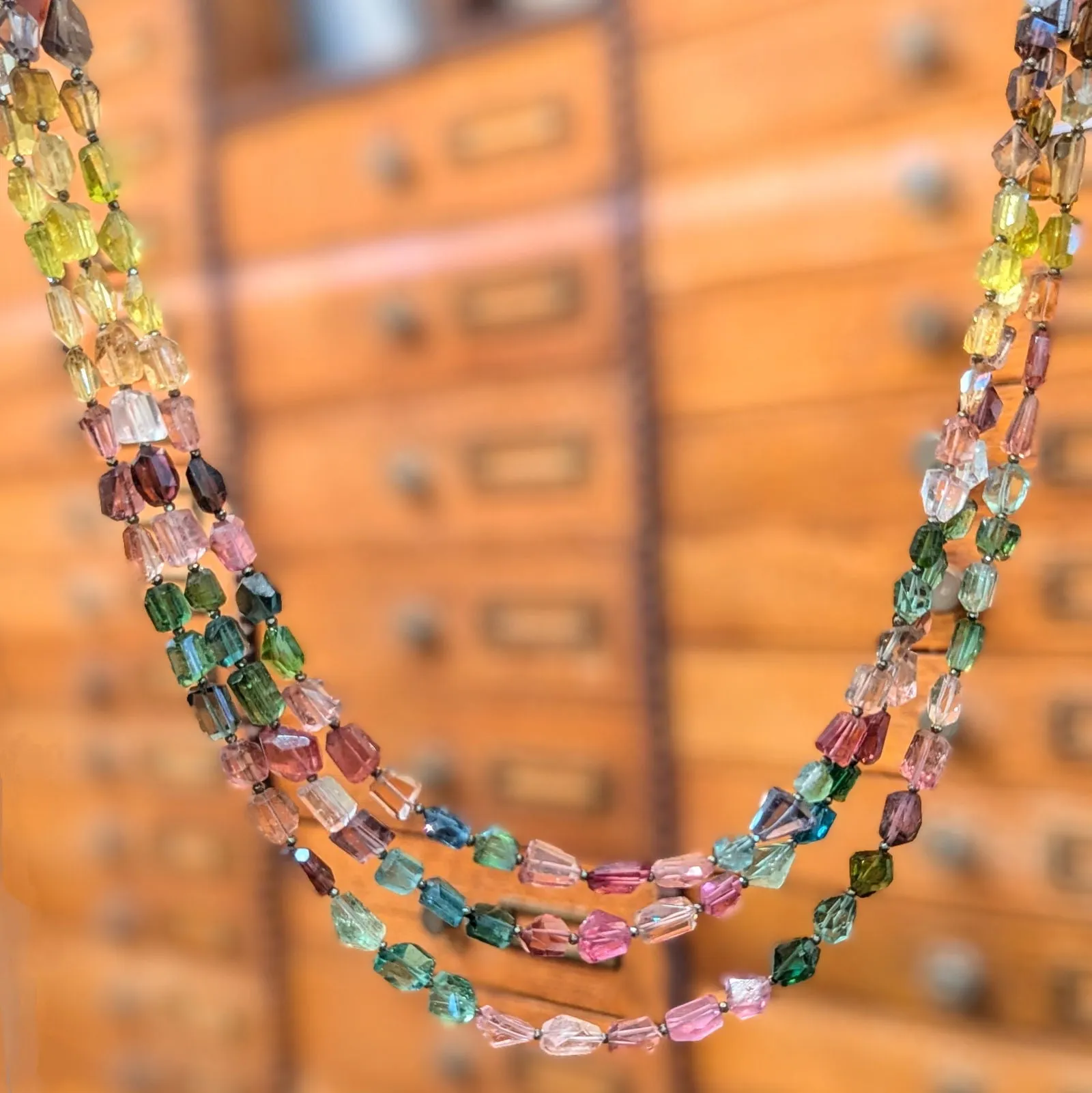 Plumb Silver Original Rainbow Tourmaline Necklace