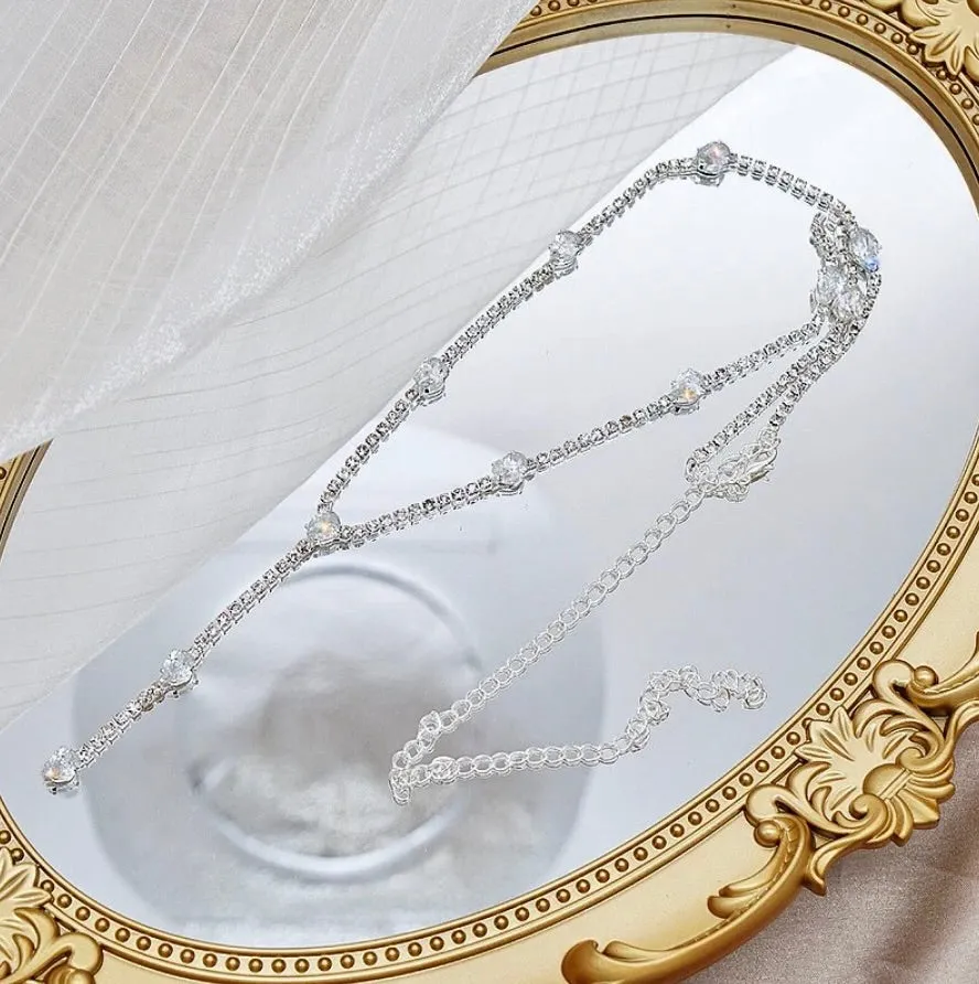 "Avanah" - Silver CZ Bridal Lariat Necklace