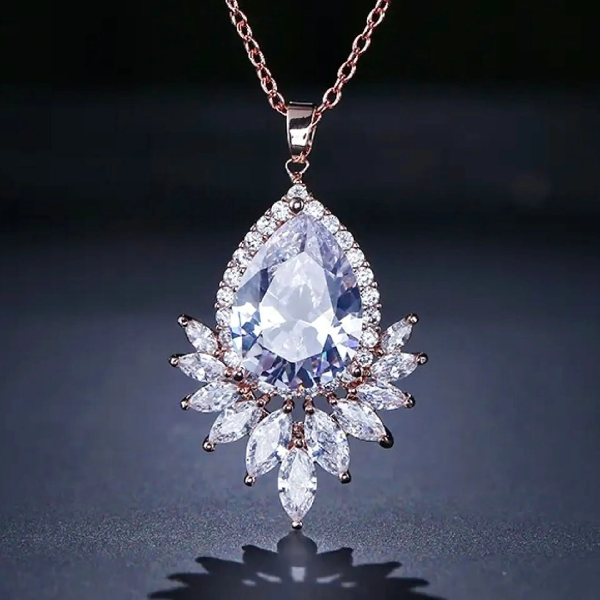 "Maiky" - Cubic Zirconia Bridal Necklace - Available in Silver, Rose Gold and Yellow Gold