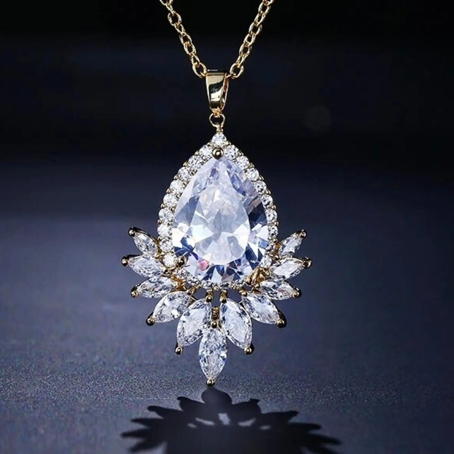 "Maiky" - Cubic Zirconia Bridal Necklace - Available in Silver, Rose Gold and Yellow Gold