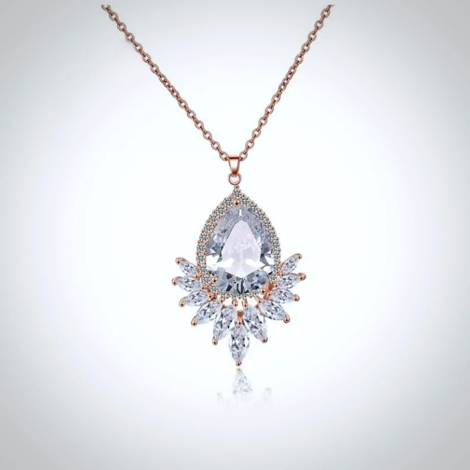 "Maiky" - Cubic Zirconia Bridal Necklace - Available in Silver, Rose Gold and Yellow Gold