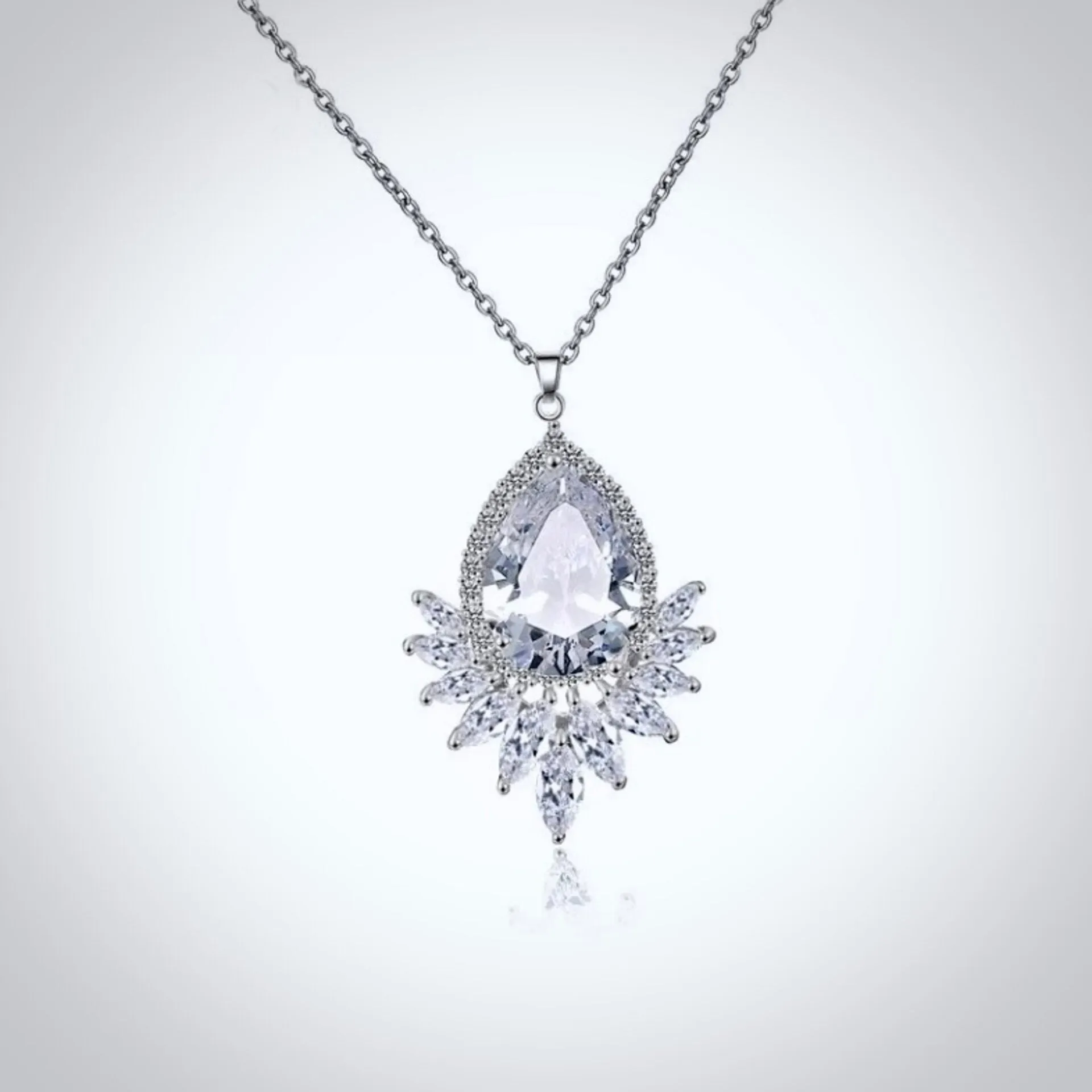 "Maiky" - Cubic Zirconia Bridal Necklace - Available in Silver, Rose Gold and Yellow Gold