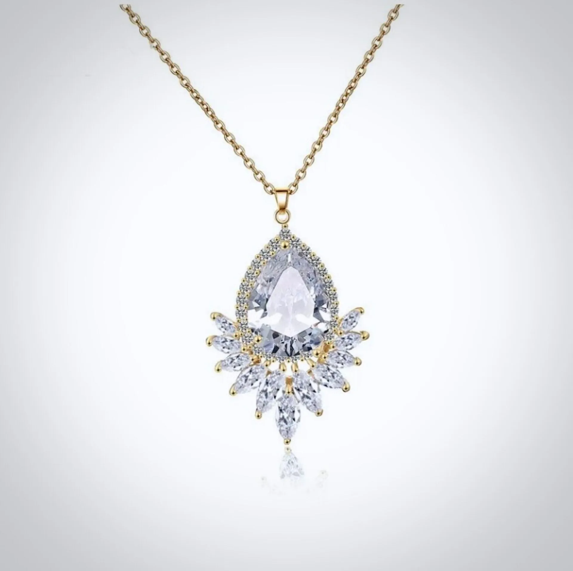 "Maiky" - Cubic Zirconia Bridal Necklace - Available in Silver, Rose Gold and Yellow Gold