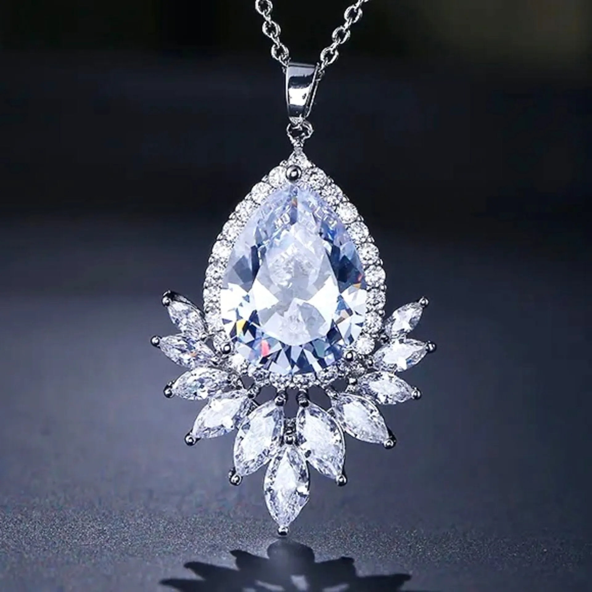 "Maiky" - Cubic Zirconia Bridal Necklace - Available in Silver, Rose Gold and Yellow Gold