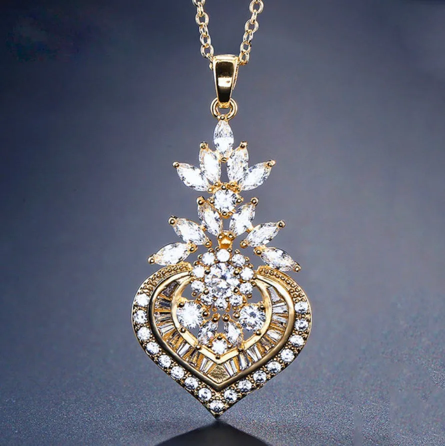 "Narissa" - Art Deco CZ Bridal Necklace - Available in Silver, Rose Gold and Yellow Gold