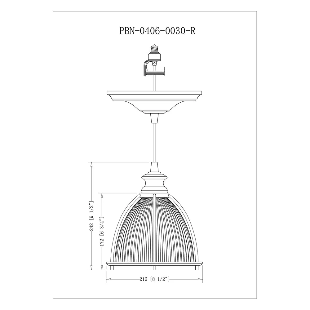 Ribbed Halophane Glass Brushed Nickel Instant Pendant Recessed Can Conversion Kit