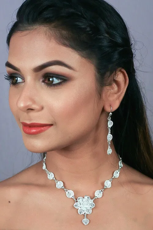 Silver Linings "Blossom" Silver Filigree Handmade Necklace Set