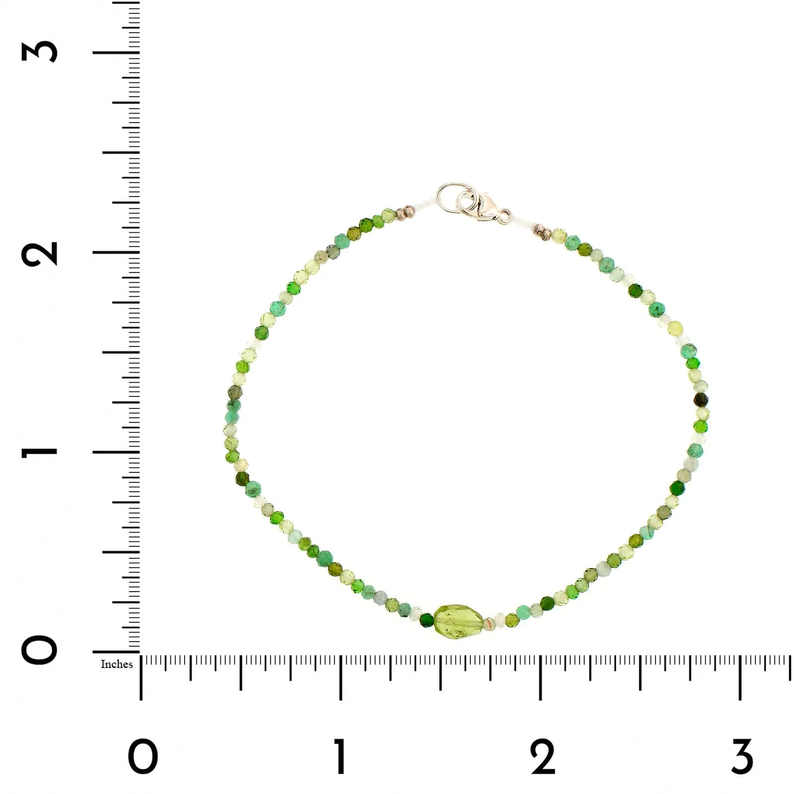 Sterling Silver Multi Gem & Peridot Beaded Bracelet
