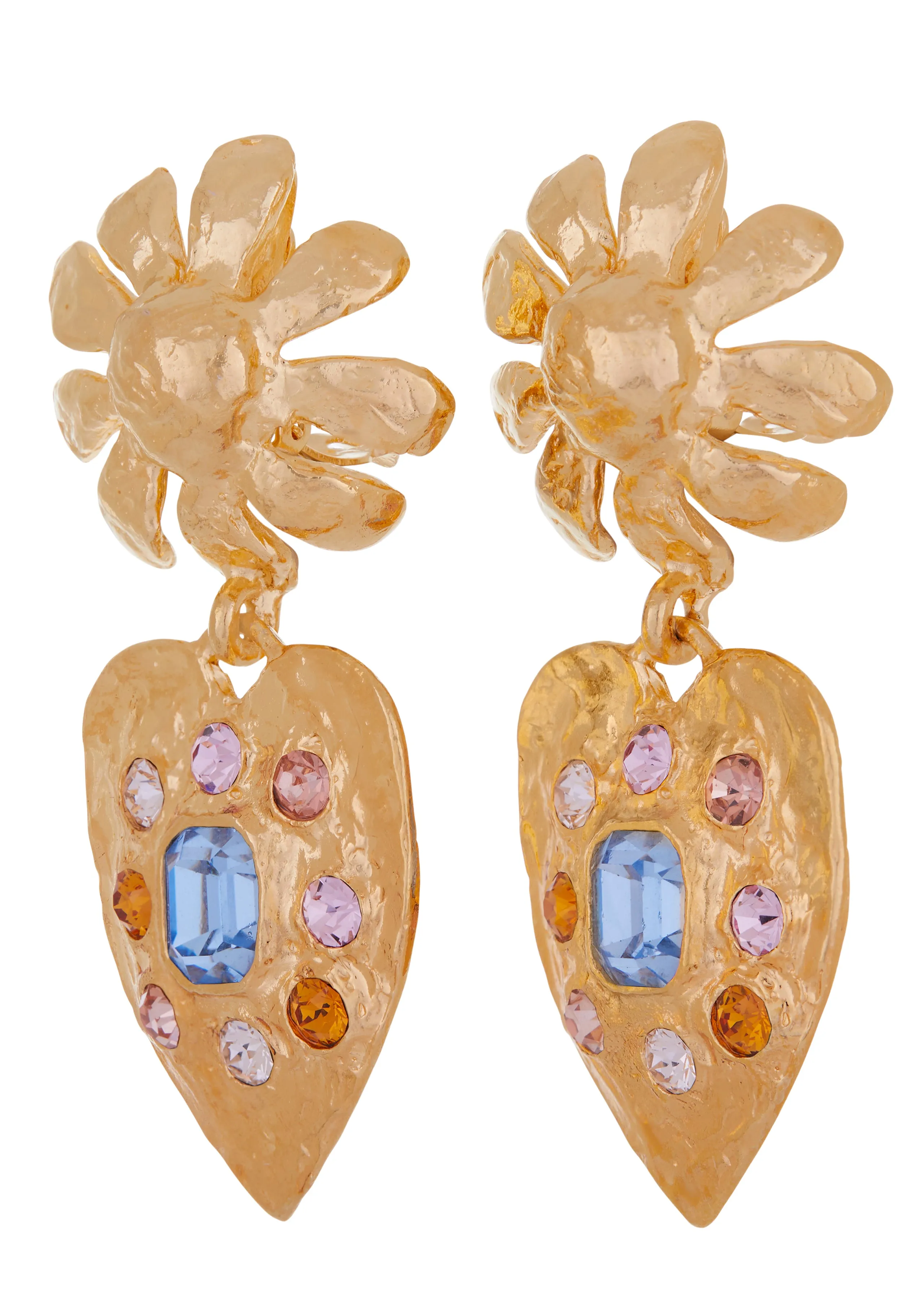 Tropicana Earrings in Gold - Light Blue