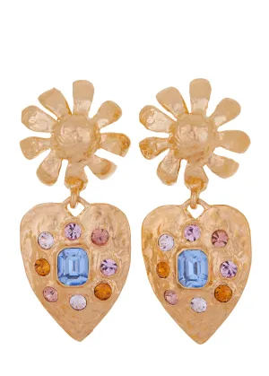 Tropicana Earrings in Gold - Light Blue