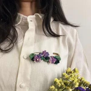 Tulip crochet brooch on a metal pin