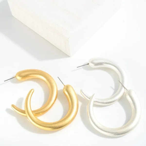 Worn Gold Tapered Drop Hoop Earring