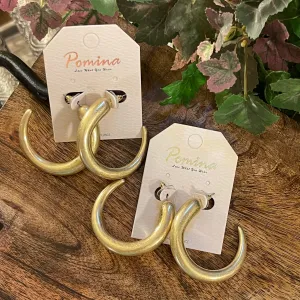 Worn Gold Tapered Drop Hoop Earring