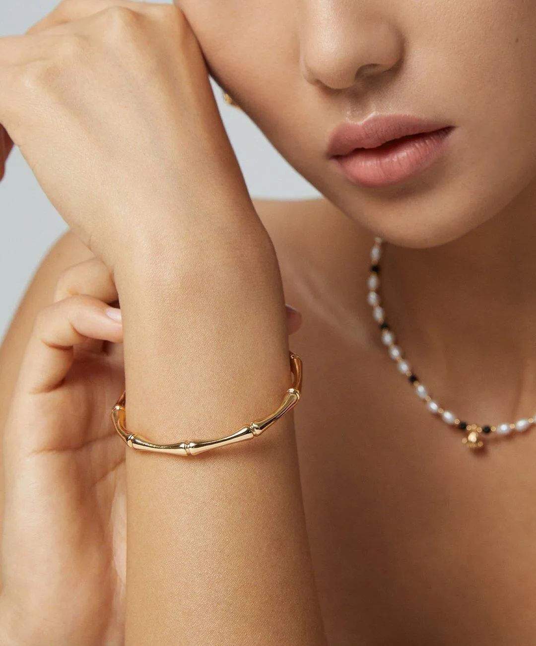 ZEN Minimalist Bamboo shaped cuff bracelet